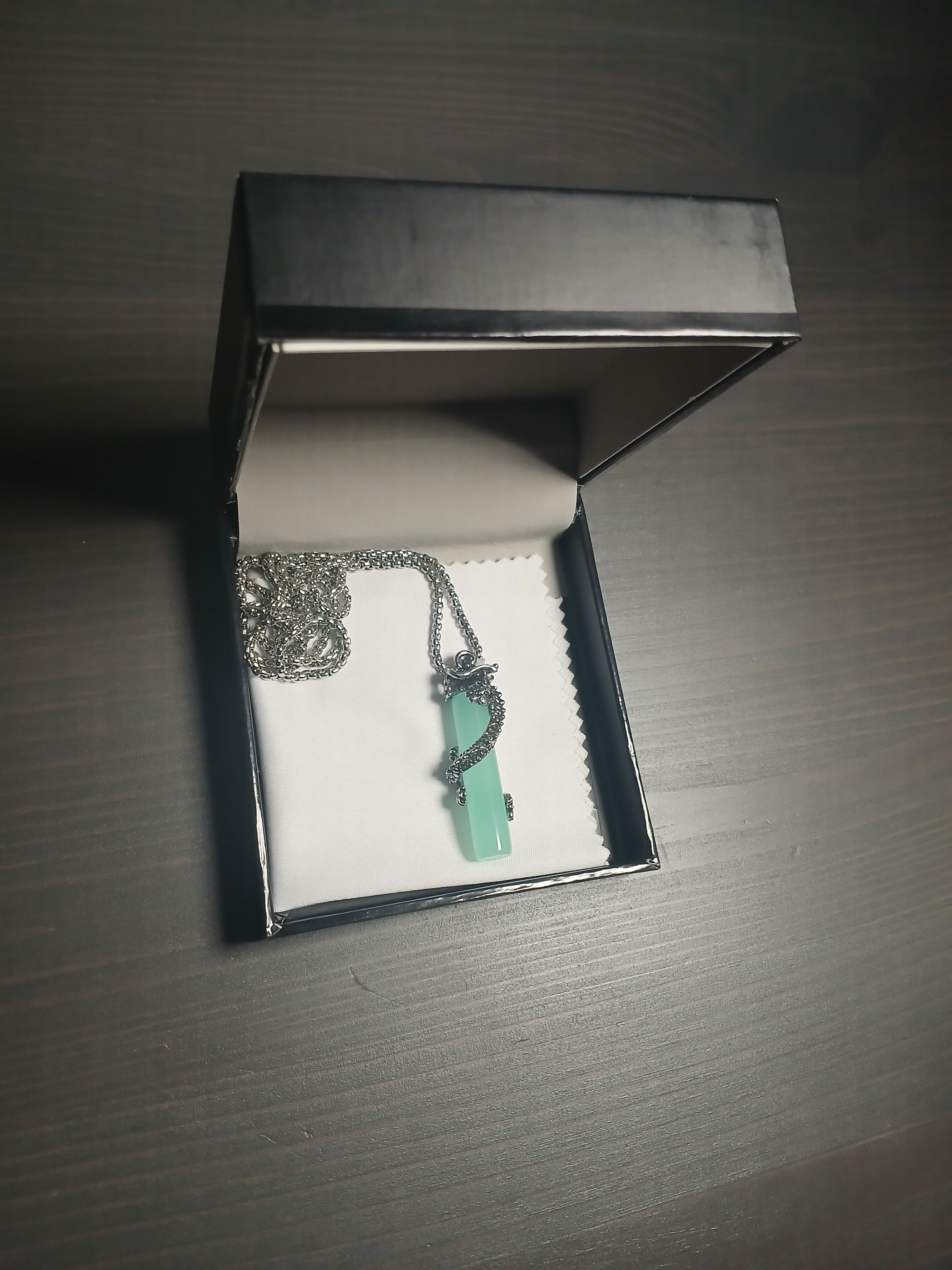AluminiNecklace™ Destiny Light Blue Bounded Serpant Dragon Pendant